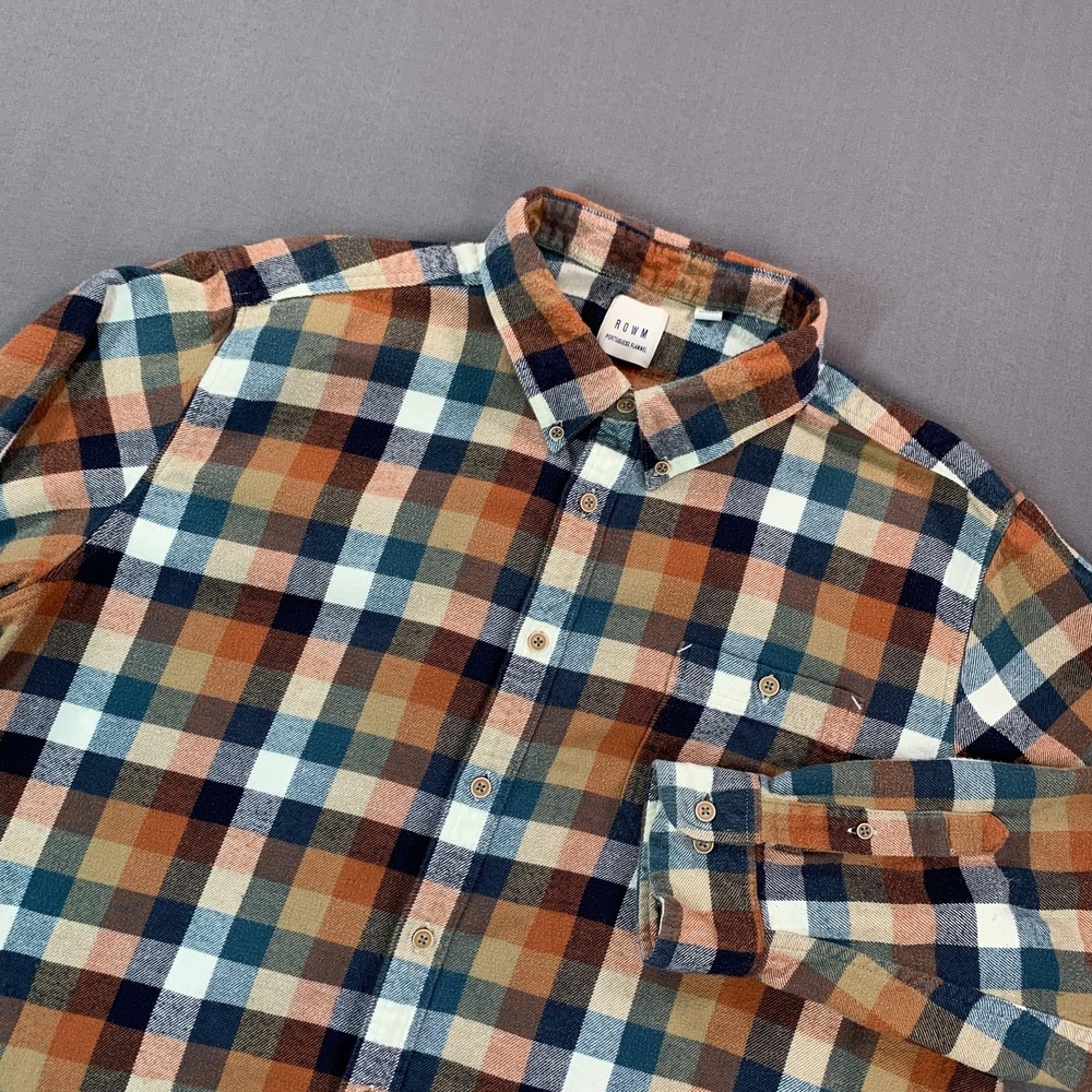 ROWM Portuguese Flannel Shirt Mens 2XB Multicolor Plaid Long Sleeve Button Down
